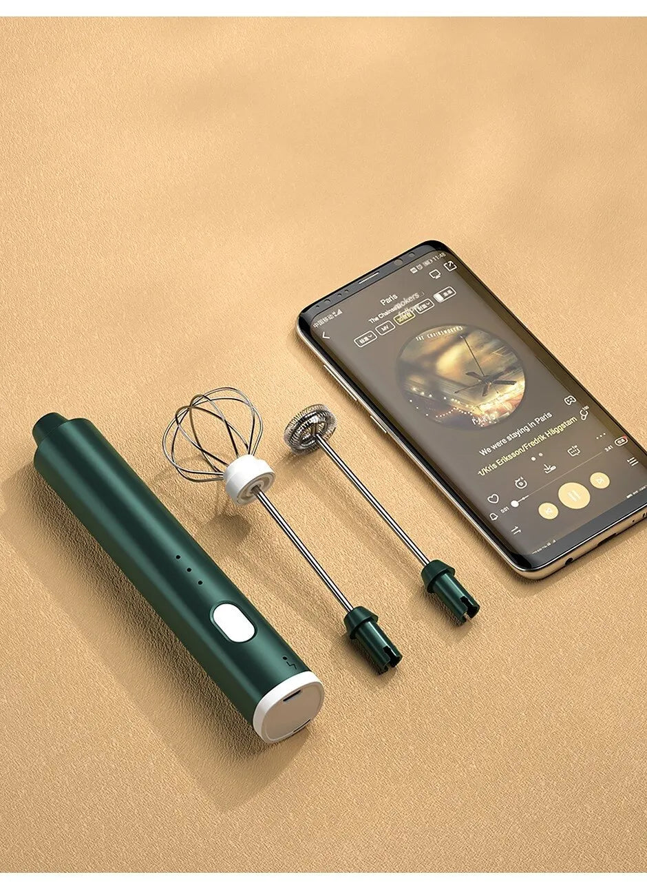 1 PCS USB Rechargeable Handheld Egg Beater 3 Speeds Electric Milk Frother Foam Maker Mixer Coffee Drink Frothing Wand Foamer Beauty World Shop