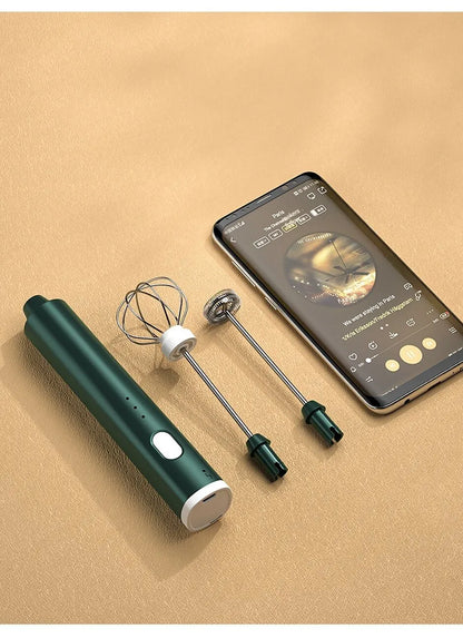 1 PCS USB Rechargeable Handheld Egg Beater 3 Speeds Electric Milk Frother Foam Maker Mixer Coffee Drink Frothing Wand Foamer Beauty World Shop