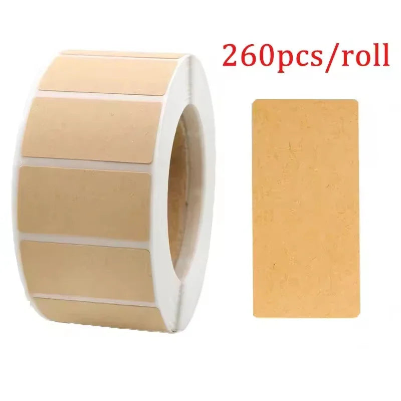 260-800pcs Kraft Paper Stickers Rolls of Self-adhesive Stickers Can be Handwritten Classification Packaging Note Beauty World Shop