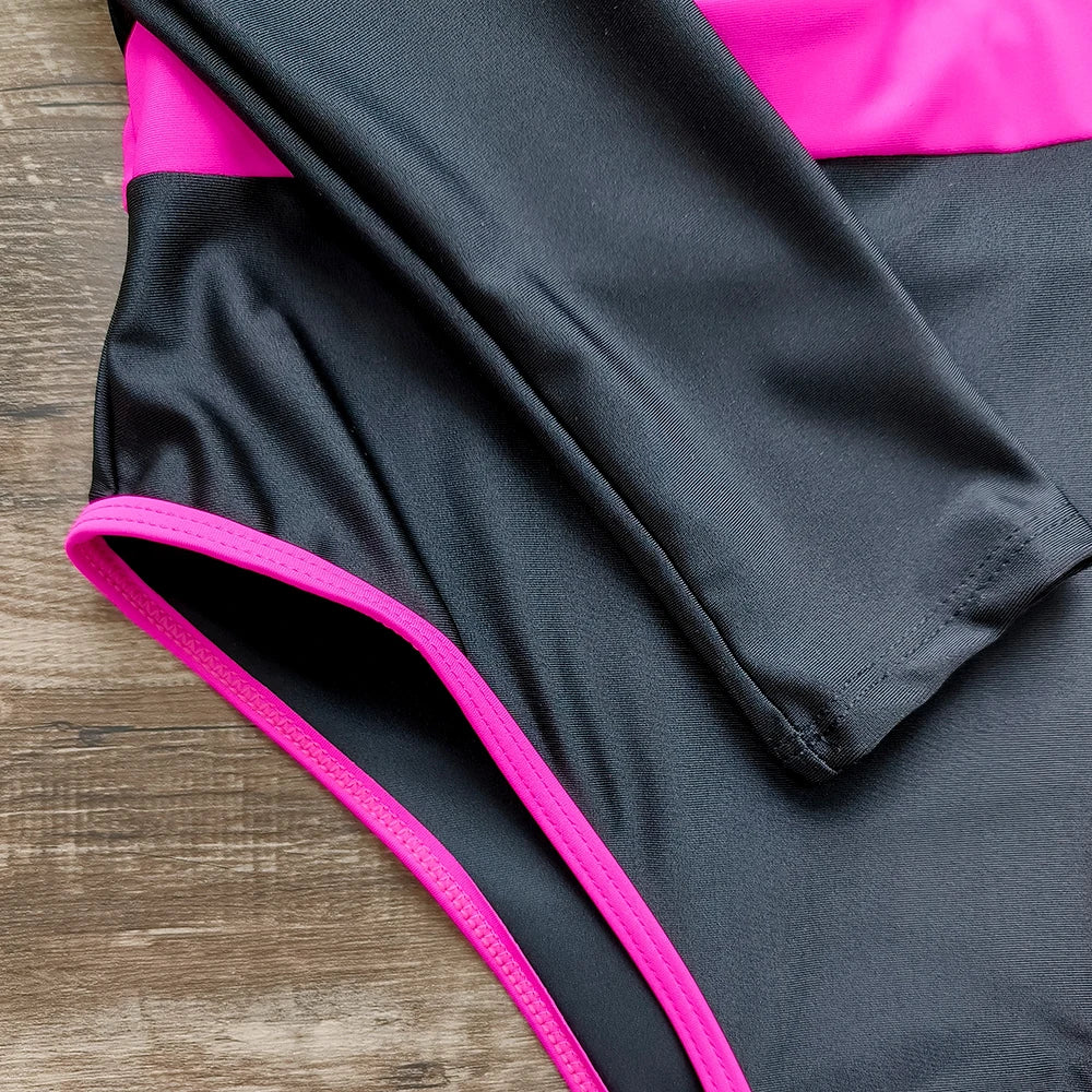 2026 Surfing Sport Swimsuit Long Sleeves Women One Piece Swimsuit  Swimwear Solid Monokini Bathing Suit Tropical Bodysuit Female Beauty World Shop