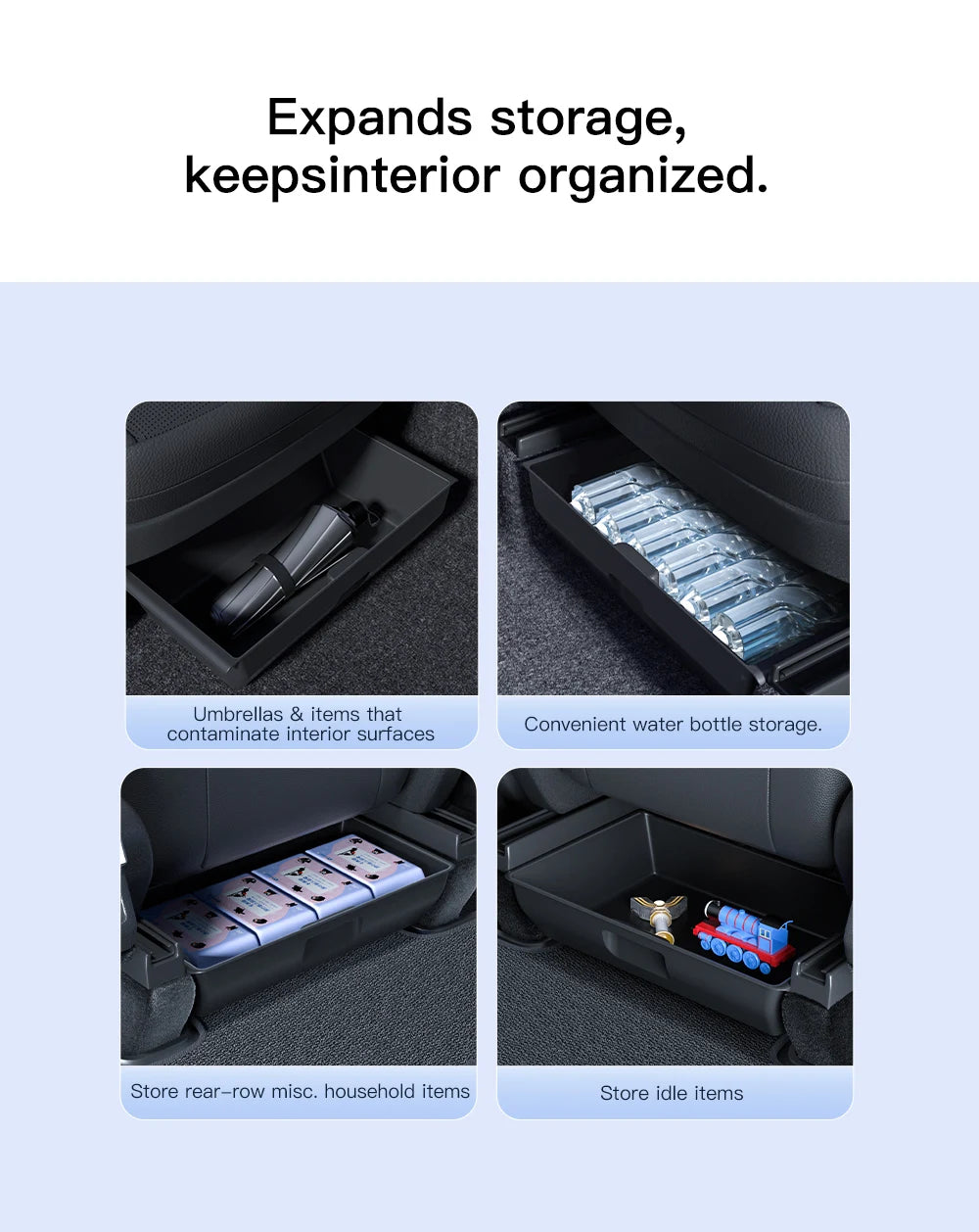 YZ For Tesla Model Y Juniper 2026 Underseat Storage Box Seats Drawer TPE Hidden Storage Tray Push Pull Car Organizer Accessories Beauty World Shop