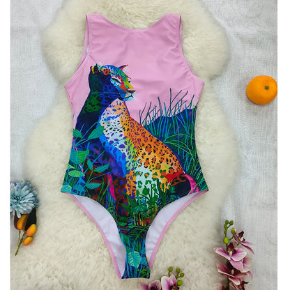 2026 New Printed One-piece Swimsuit Classic Printed Lace Up Swimsuit Women's Push Up Flower One-piece Suit Beach Wear For Female Beauty World Shop