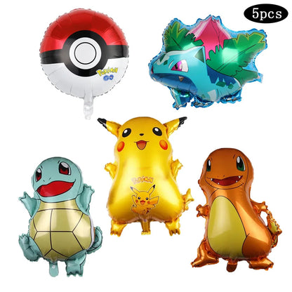 1set Cartoon Pokemon Pikachu Theme Foil Balloons Set Red Black Latex Balloon Kids Birthday Baby Shower Party Decora Supplies Beauty World Shop