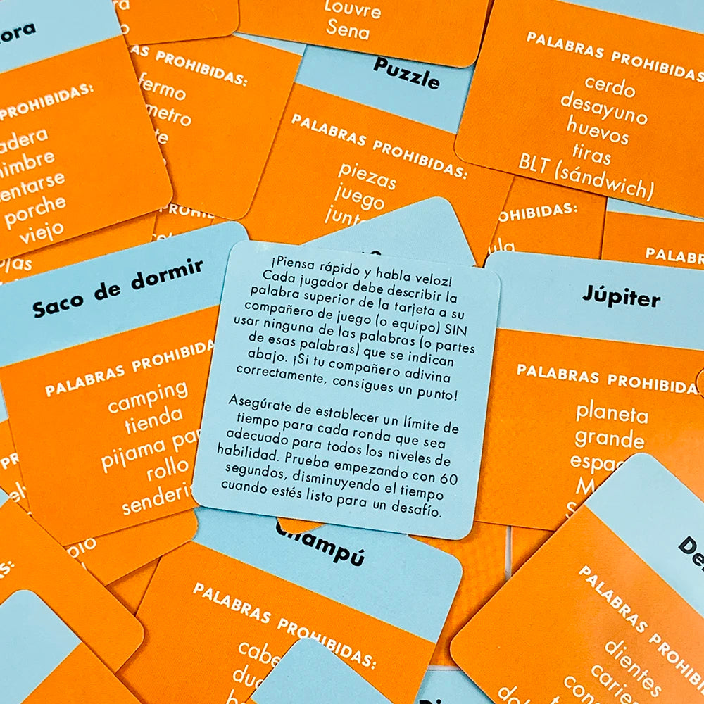 Spanish Mini Size Game Cards " Name That Word !" 50 Pcs Cards Game Family Gathering Card Game Camping Game Beauty World Shop
