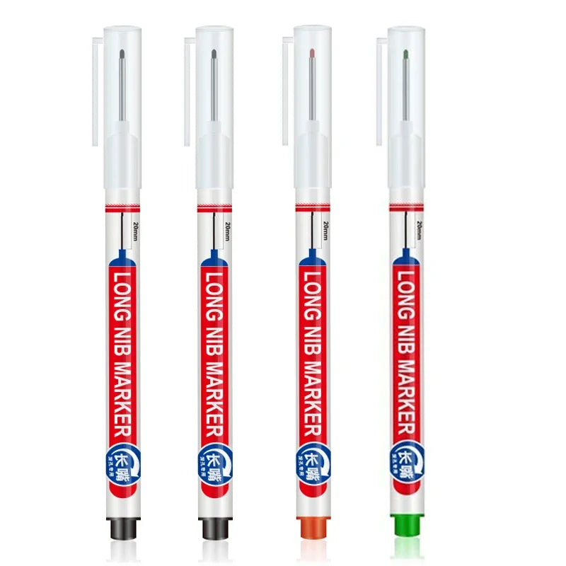 4Pcs/Set 20mm Deep Hole Long Nib Head Markers For Metal Perforating Pen Waterproof Bathroom Woodworking Decoration Multi-Purpose Beauty World Shop