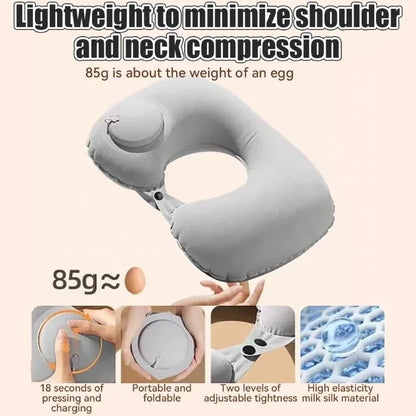 Inflatable Travel Neck Pillow U-shaped Cervical Orthopedic Protection Pillow Outdoor Portable Foldable Pillow Travel Essentials Beauty World Shop