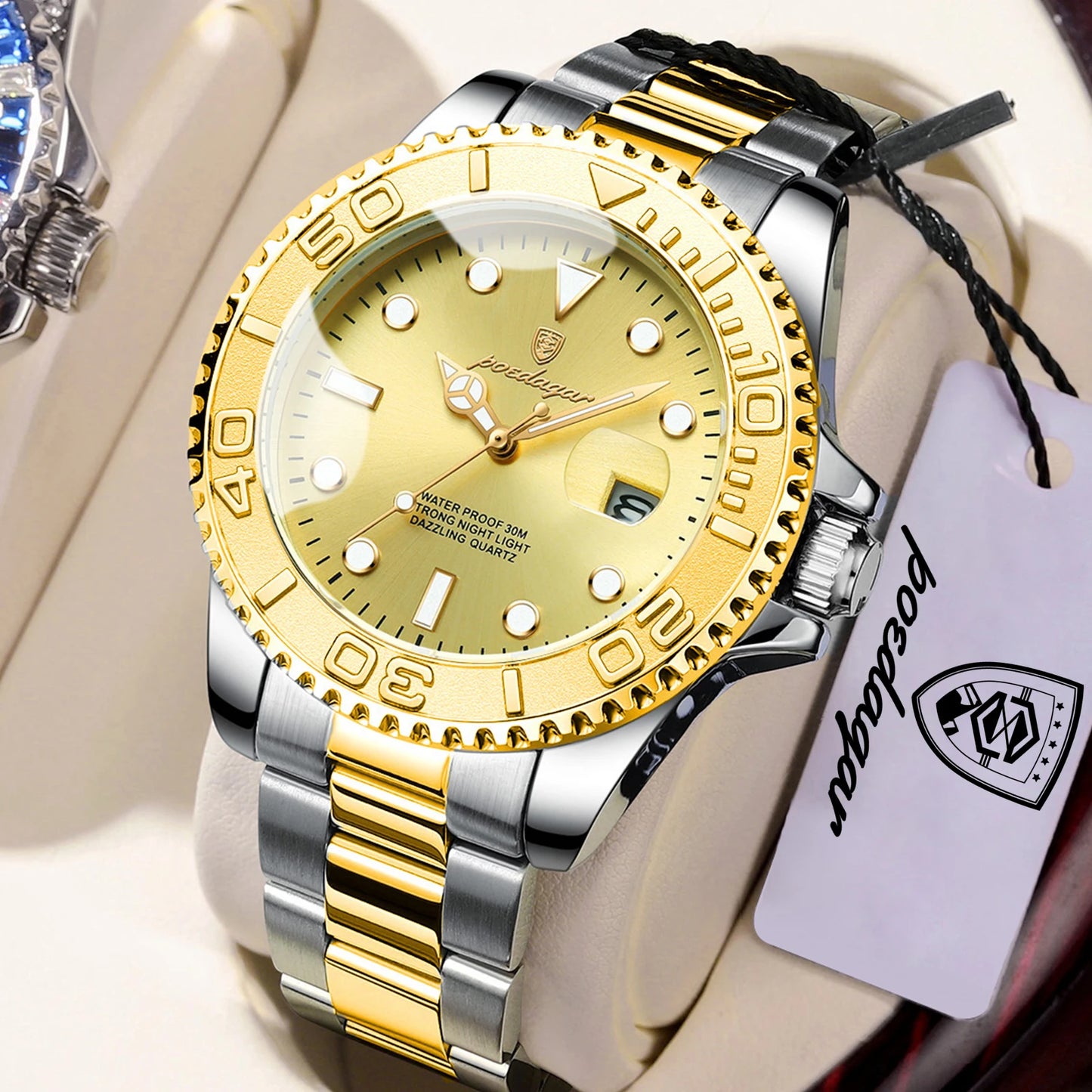 POEDAGAR Casual Fashion Man Wristwatch Waterproof Luminous Date Exquisite Men Watch Stainless Steel Classic Men's Quartz Watches Beauty World Shop