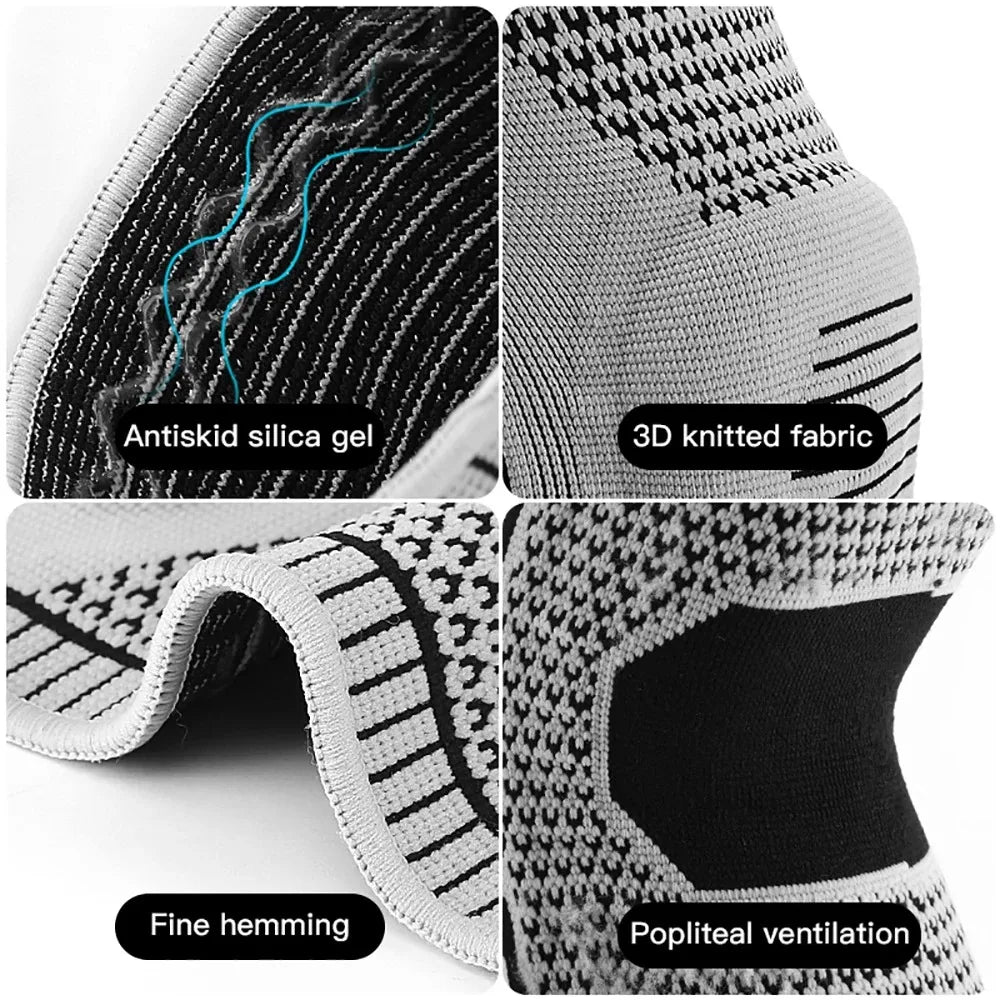 1PC Silicone Knee Pads Strap Patella Medial Support Meniscus Compression Knee Braces for Running Sport Knee Protection Beauty World Shop