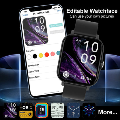 1.83'' Waterproof Smart Watch with Message Answer Call Sleep Monitoring Sports Pedometer Information Alerts For iPhone Android Beauty World Shop
