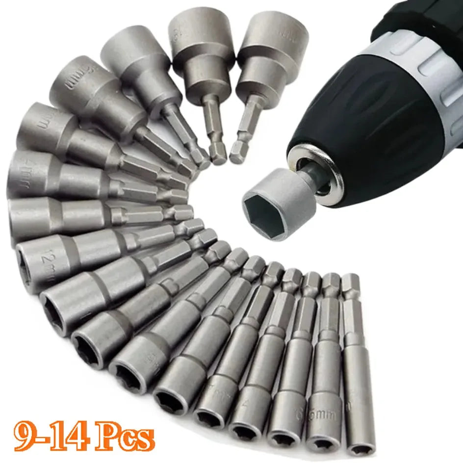 9-14pcs 5mm-13mm Hex Sockets Sleeve Nozzles Nut Driver Set Screwdriver Set Schroevendraaier Set Bits Sets Tools Socket Wrenches Beauty World Shop