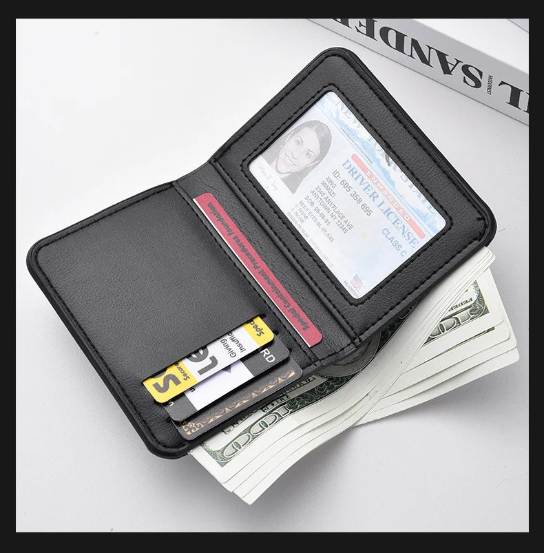 1Pc New Ultra-thin Mini Soft PU Leather Credit Card Wallet Holder Short Vertical High Quality Men's Wallet Beauty World Shop