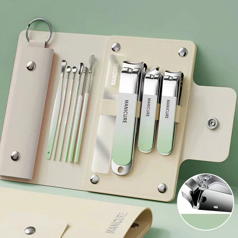 Ouriner 6-18Pcs Portable Manicure Sets Pedicure Kits Bright Black Nail Clipper Set Personal Care Tools Eyebrow Scissors Beauty World Shop