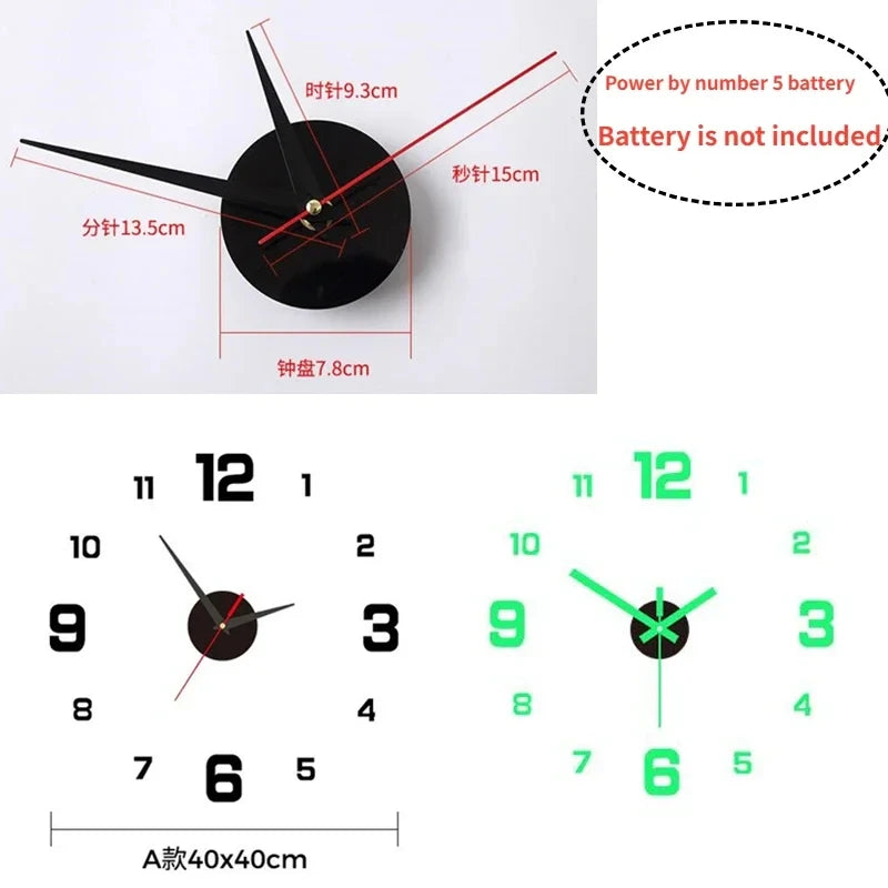 Luminous Digital Clock DIY Stereoscopic Wall Clock Silent Clock Living Room Bedroom Wall Clock Home Decorations Beauty Fashion
