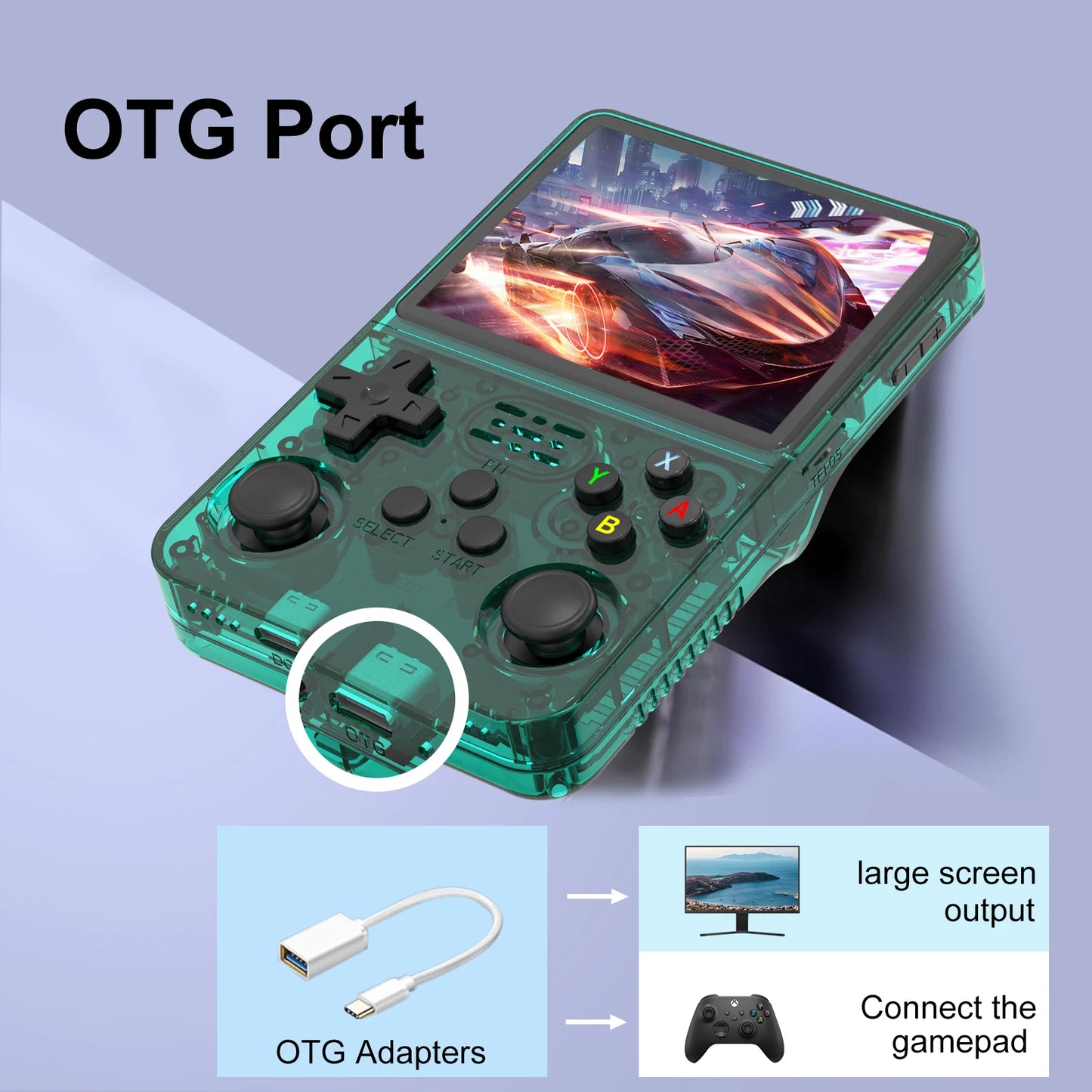GAMINJA R36S Handheld Game Console 3.5Inch IPS 640x480 Screen Built in 64GB Memory Classic Games Portable Handheld Game Console Beauty World Shop