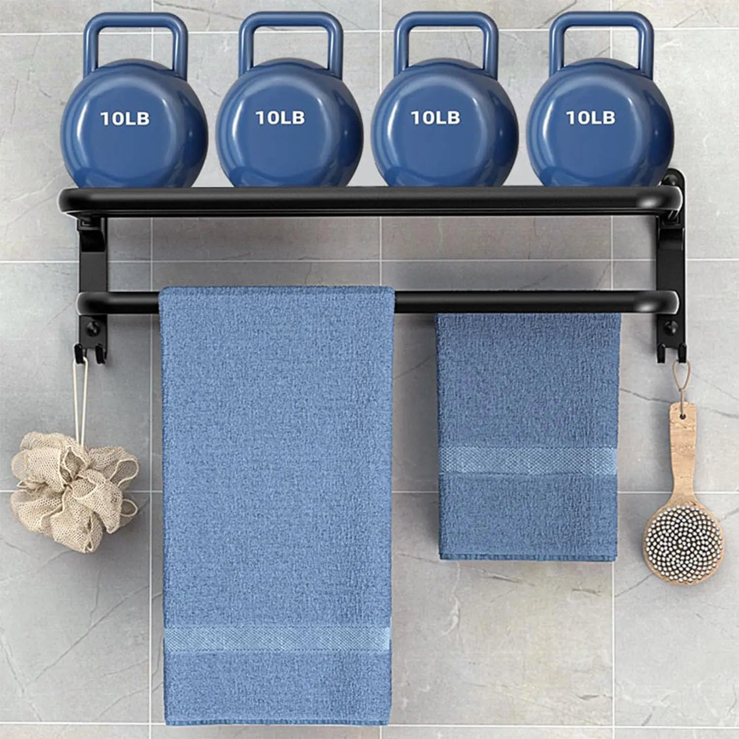 50CM Matte Black Folding Holder With Hook Towel Holder Wall Mount AluminumTowel Rack Bathroom shower rack Bathroom Accessories Beauty World Shop