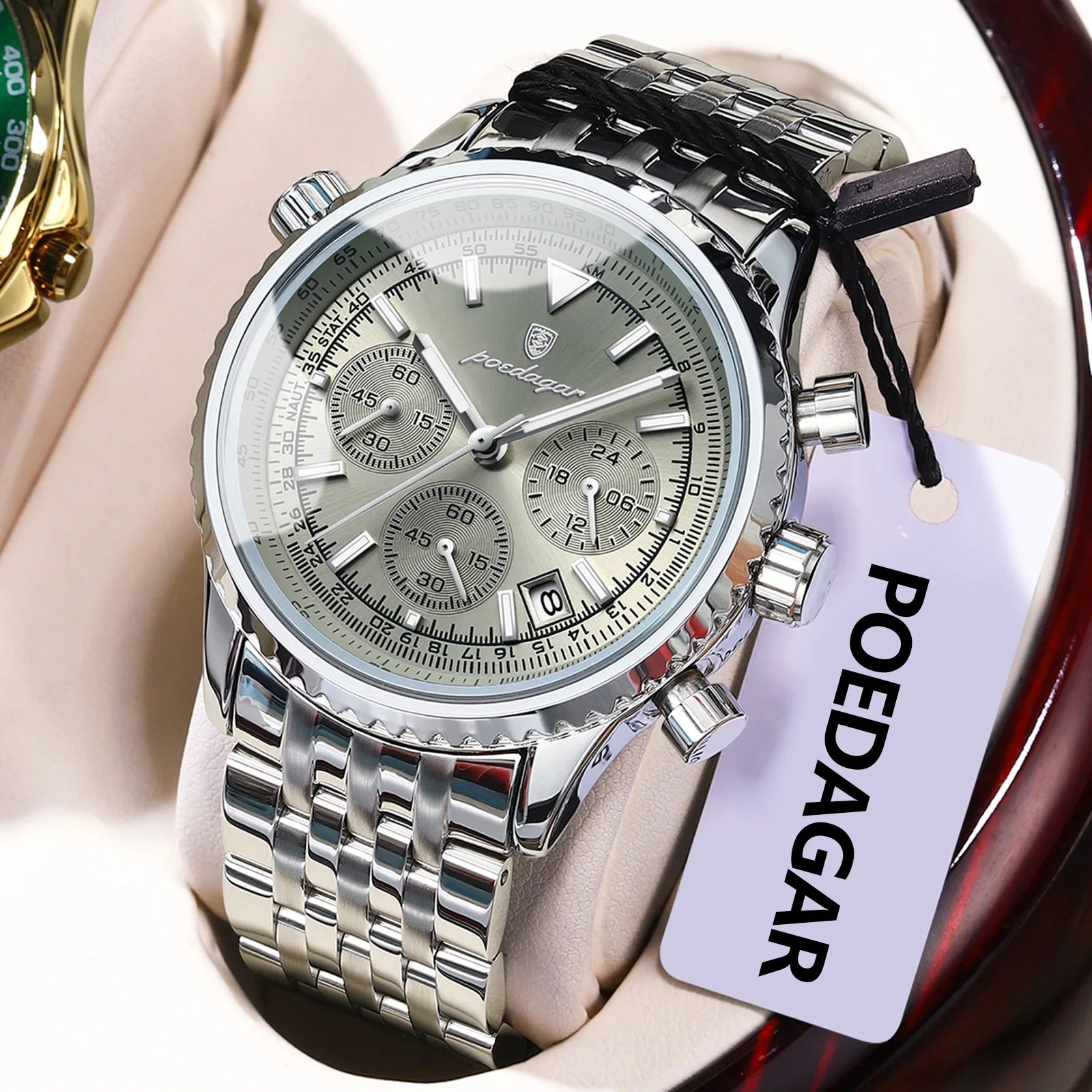 POEDAGAR Luxury Fashion Men Watch Stainless Steel Waterproof Luminous Quartz Male Clock Date Chronograph Military Men's Watches Beauty World Shop