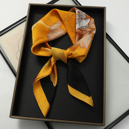 60Colors Luxury Scarf Women 70*70Cm Silk Feel Square Hair Wrapping Foulard Satin Shawl Big Size Head Bandana Hijab Handkerchief Beauty World Shop