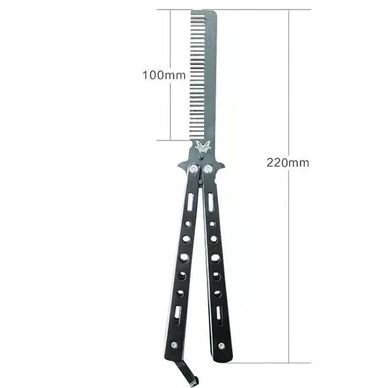 Stainless Steel Foldable Comb for Butterfly Knife Practice Training Beard Moustache Styling Tool Hairdressing Salon Brush Beauty World Shop
