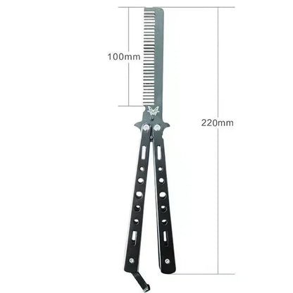 Stainless Steel Foldable Comb for Butterfly Knife Practice Training Beard Moustache Styling Tool Hairdressing Salon Brush Beauty World Shop