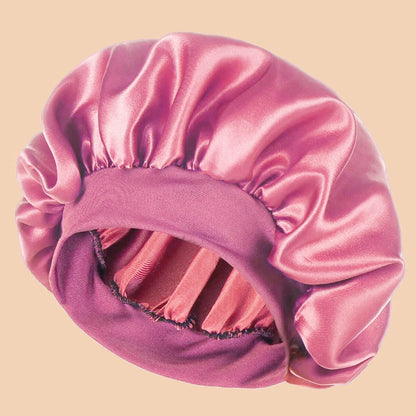1pc Women's Solid Color Satin Wide-Brimmed Shower Cap, Suitable For Daily Use Silk Bonnet Satin Bonnet Beauty World Shop