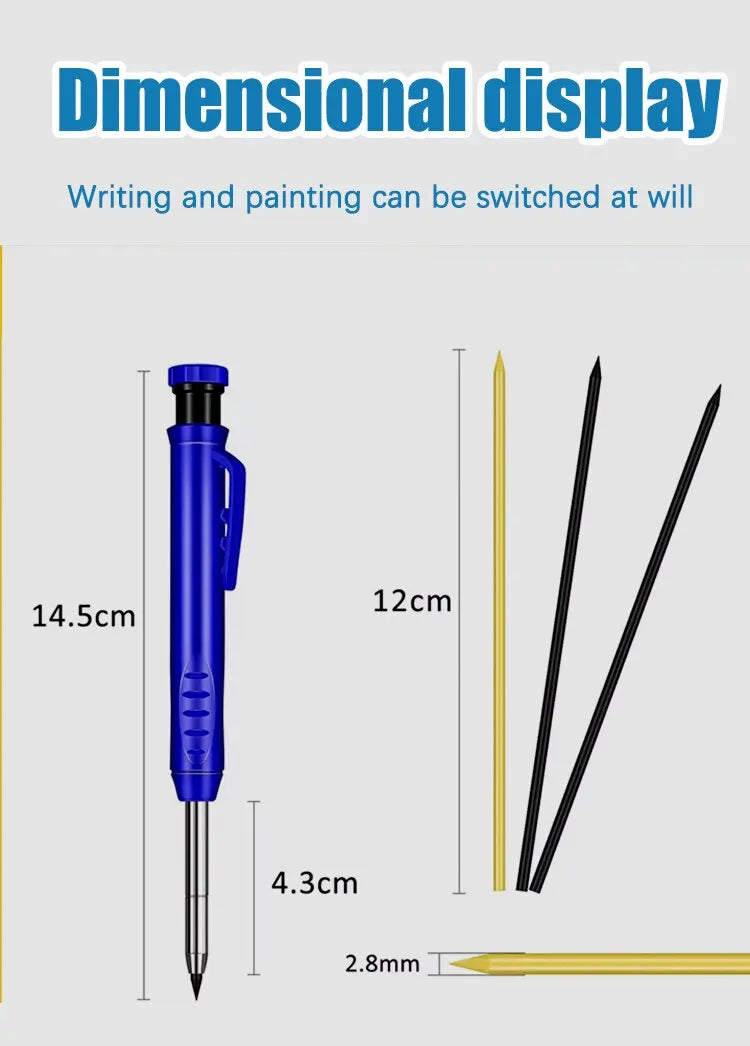 Solid Carpenter Pencil Set Woodworking Tools Mechanical Pencil 5 Colors Refill Construction Job Tools Carpentry Marking Scriber Beauty World Shop