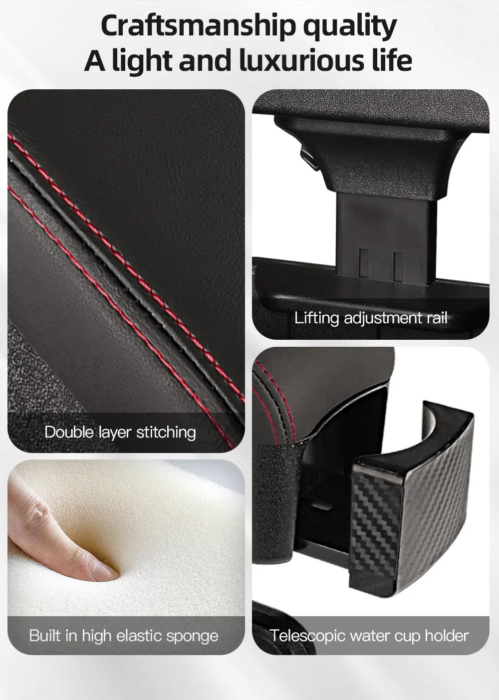 Height Adjustable Car Center Console Gap Storage Organizer with Liftable Tray Elbow Support Armrest Pad for SUV Sedan Beauty World Shop