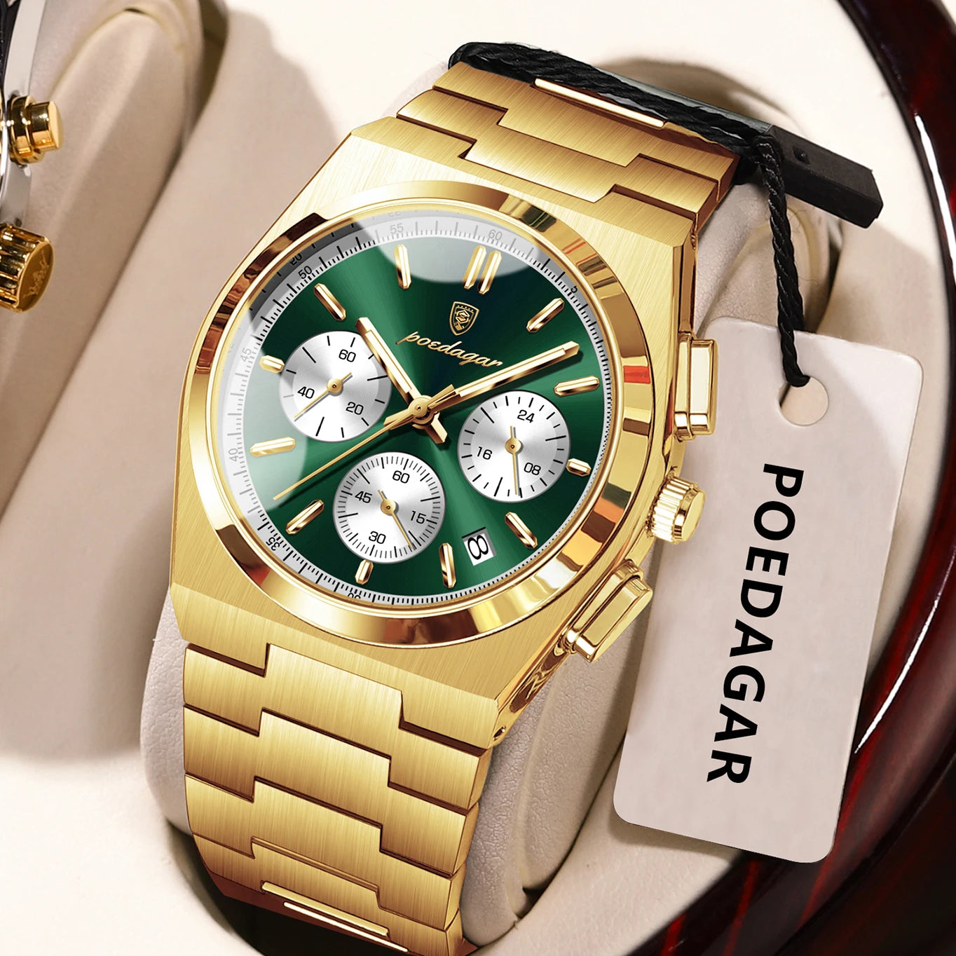 POEDAGAR Fashion Man Watches Chronograph Date Stainless Steel Casual Men Wristwatch Waterproof Luminous Men's Quartz Watch Reloj Beauty World Shop