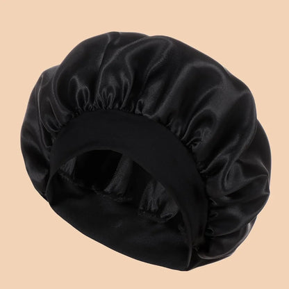 1pc Women's Solid Color Satin Wide-Brimmed Shower Cap, Suitable For Daily Use Silk Bonnet Satin Bonnet Beauty World Shop