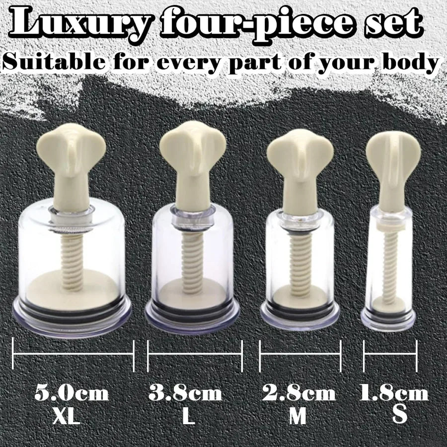 Rotating Handle Vacuum Cupping Set, 4 Size Body Massage Cups for Cellulite & Muscle Relief, Suction Therapy Tool Beauty World Shop