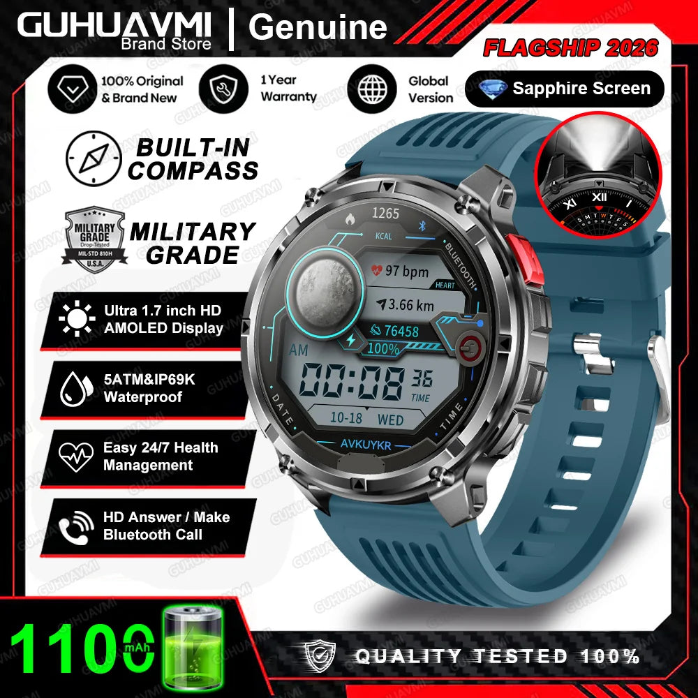 2026 New T-Rex3 Pro 1100mAh Battery Smart Watch GPS path 5ATM Waterproof Sports Run tracker Outdoors Compass Military Smartwatch Beauty World Shop