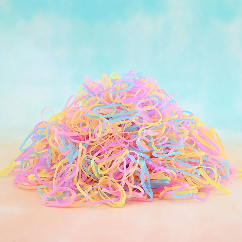 1000Pcs Colorful Disposable Hair Bands Girls Elastic Rubber Band Kids Ponytail Holder Headband Children Hair Accessories Beauty Fashion