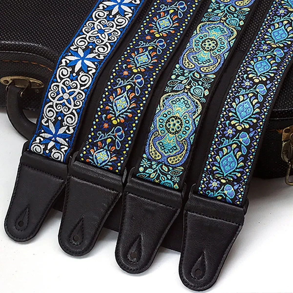 Embroidered Print Guitar Strap Vintage Ethnic Style Adjustable Strap for Folk Electric Guitar Bass Ukulele Guitar Accessories Beauty World Shop