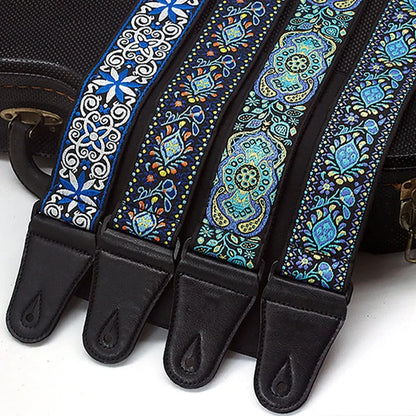 Embroidered Print Guitar Strap Vintage Ethnic Style Adjustable Strap for Folk Electric Guitar Bass Ukulele Guitar Accessories Beauty World Shop