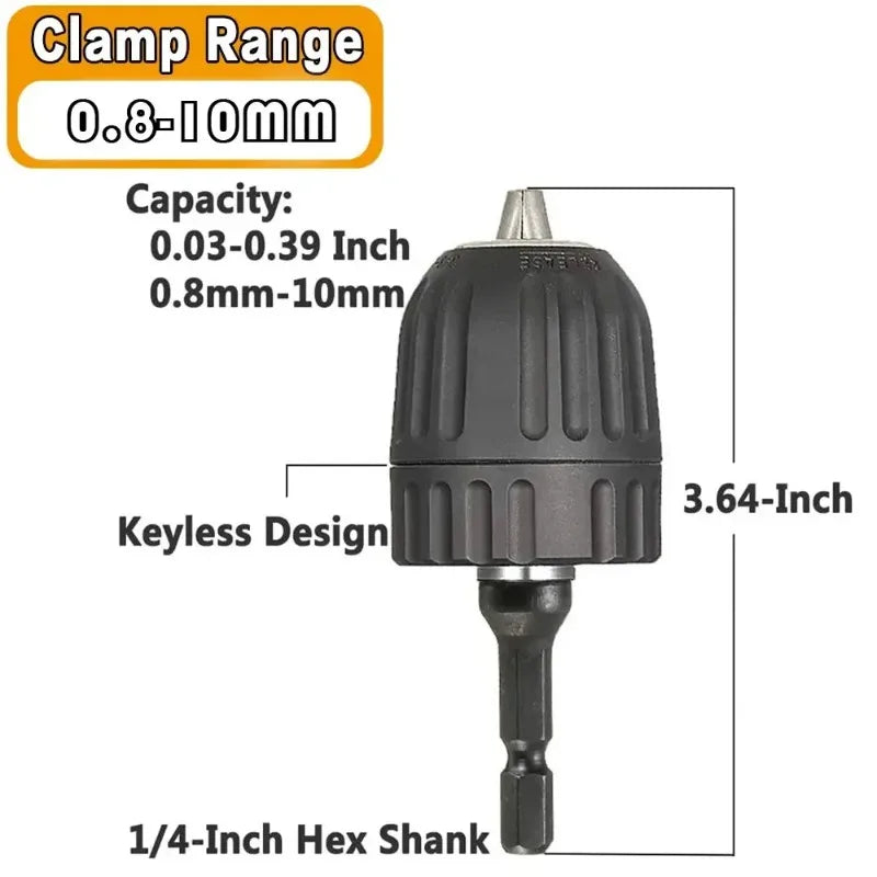 Keyless Drill Chuck Converter, 3/8 "- 24UNF Thread, Quick Change Adapter, 1/4" Hex Shank Beauty Trend Shop