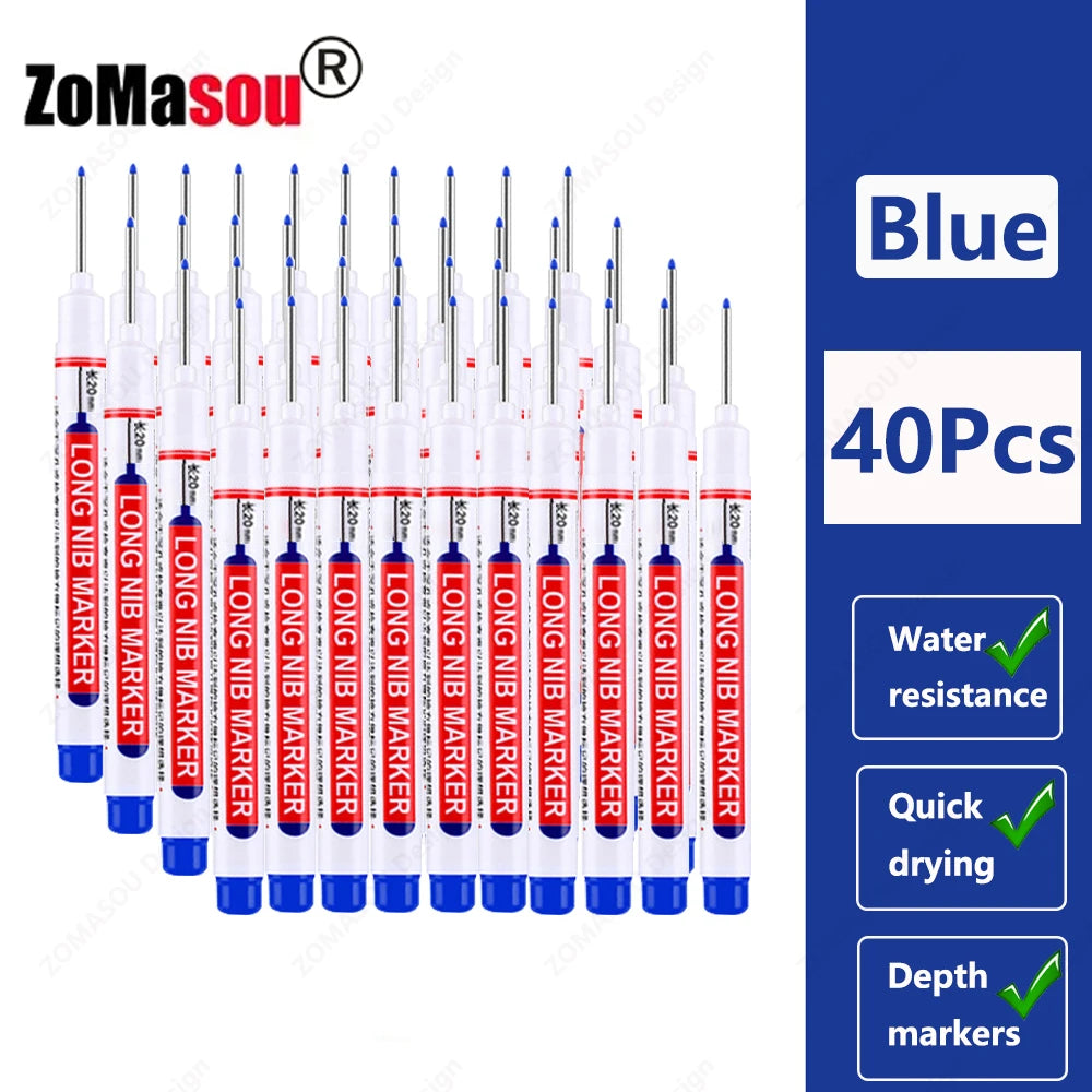 1-100Pcs 2cm Waterproof Long Head Markers Deep Hole Marker Pen for Metal Carpenter Red/Black/Blue/Green Ink Woodworking Tools Beauty World Shop