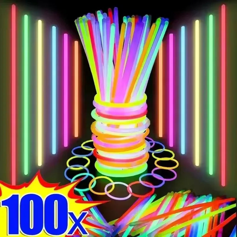 50/100Pcs Fluorescence Sticks Party Multicolor Glowing Stick Bright Colorful Light Bright Bendable Glow Bracelet Party Supplies Beauty World Shop