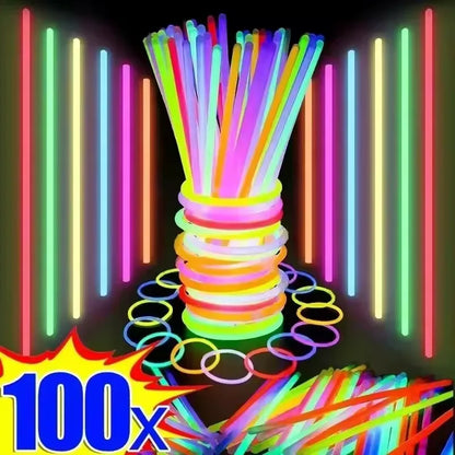 50/100Pcs Fluorescence Sticks Party Multicolor Glowing Stick Bright Colorful Light Bright Bendable Glow Bracelet Party Supplies Beauty World Shop
