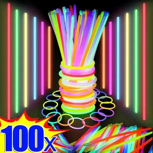 50/100Pcs Fluorescence Sticks Party Multicolor Glowing Stick Bright Colorful Light Bright Bendable Glow Bracelet Party Supplies Beauty World Shop