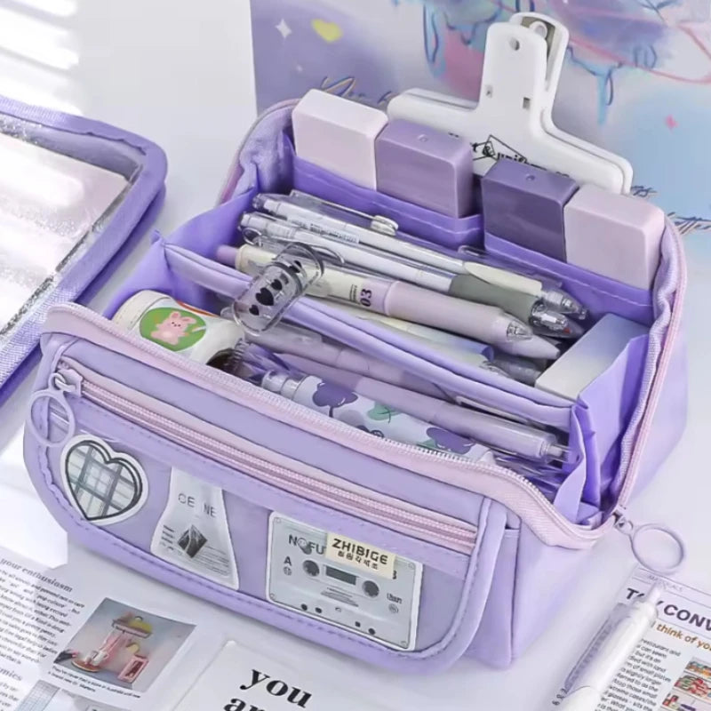 1pc large capacity learning pencil case with multifunctional desktop organization and storage stationery box for boys and girls Beauty World Shop