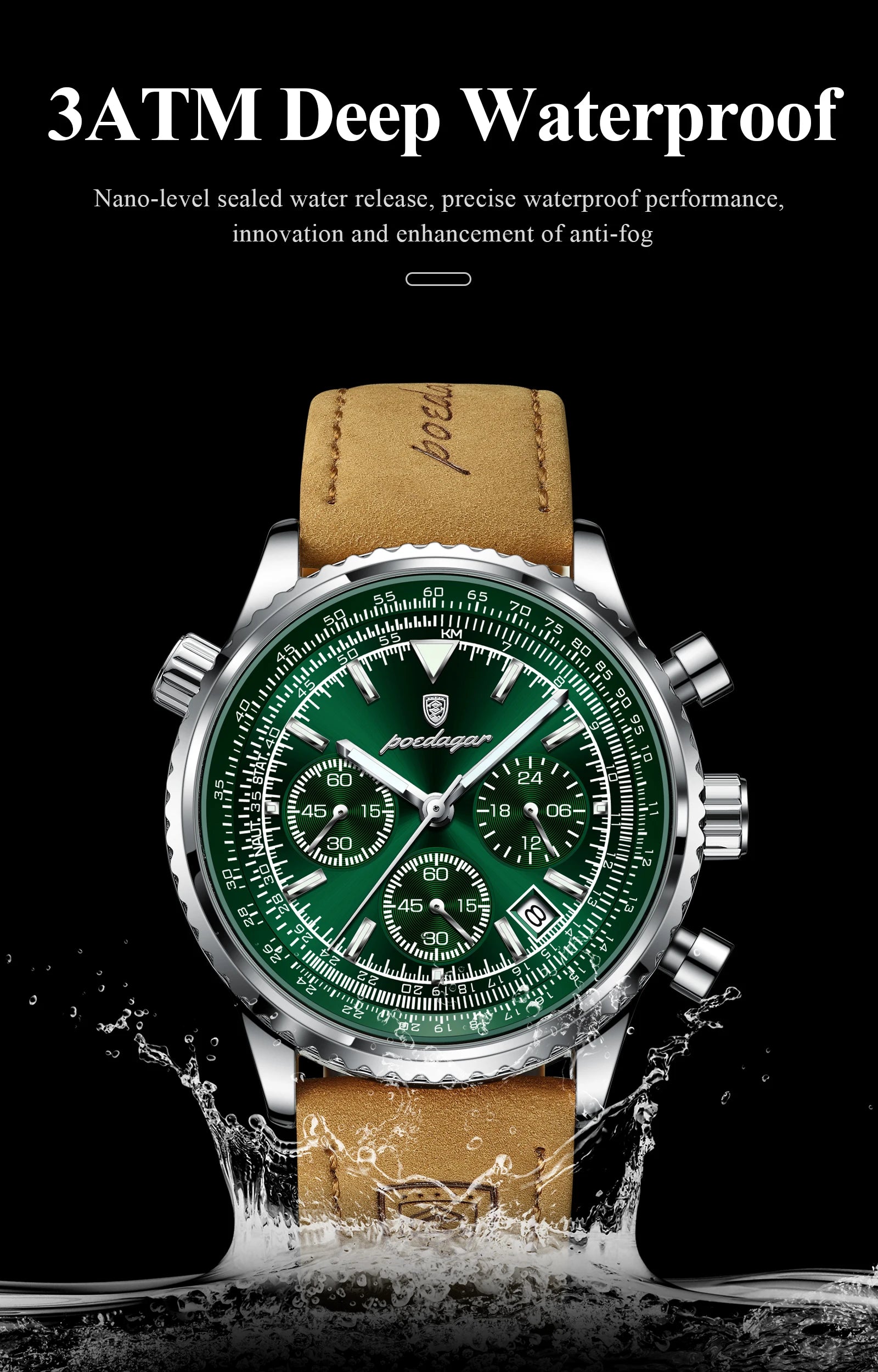POEDAGAR Luxury Business Men's Watch Waterproof Luminous Date Chronograph Leather Man Clock Fashion Quartz Watches For Men Reloj Beauty World Shop