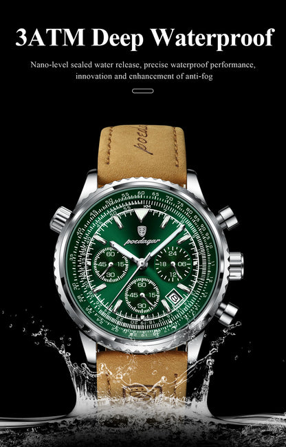 POEDAGAR Luxury Business Men's Watch Waterproof Luminous Date Chronograph Leather Man Clock Fashion Quartz Watches For Men Reloj Beauty World Shop