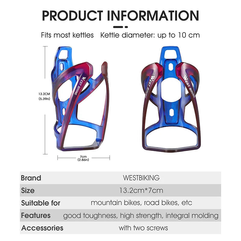 WEST BIKING Bicycle Water Bottle Cage Colorful Gradient Cycling Bottle Holder Ultralight MTB Road Bike Water Bottle Bracket Beauty World Shop