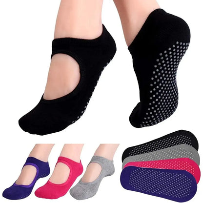 Backless Non-slip Fitness Yoga Socks Cotton Women Sport Pilates Socks Ballet Dance Slippers Barefoot Sock Workout for Gym Beauty World Shop