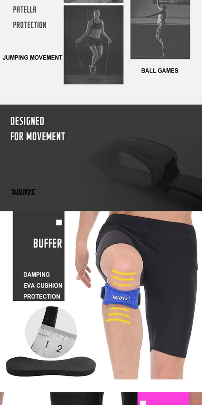 AOLIKES 1PCS Knee Braces for Knee Pain,Patella Knee Support Strap,Adjustable Patellar Tendon Stabilizer Band for Basketball Beauty World Shop