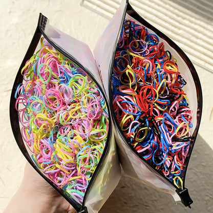 500/1000/2000pcs Girls Colourful Disposable Rubber Band Hair Ties Headband Children Ponytail Holder Bands Kids Hair Accessories Beauty World Shop