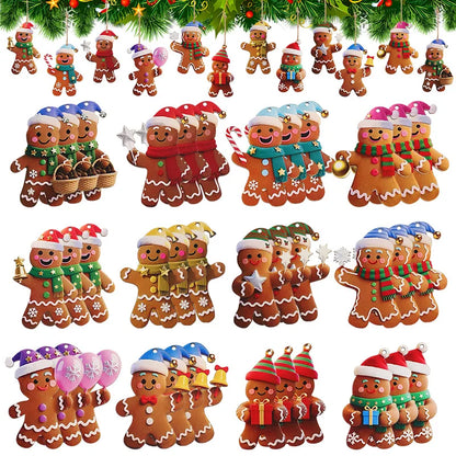 12/24pcs Christmas Gingerbread Man Ornaments Xmas Tree Wooden Hanging Pendants 2026 New Year Party Home Decoration Kids DIY GIft Beauty World Shop