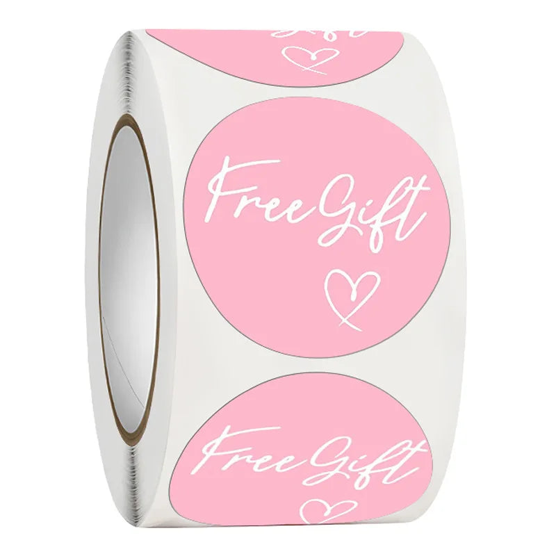 100-500pcs Free Gift Letters Labels Sticker Stationary Supplies Pink Thank You Sticker for Small Business Package Card 1 inch Beauty World Shop