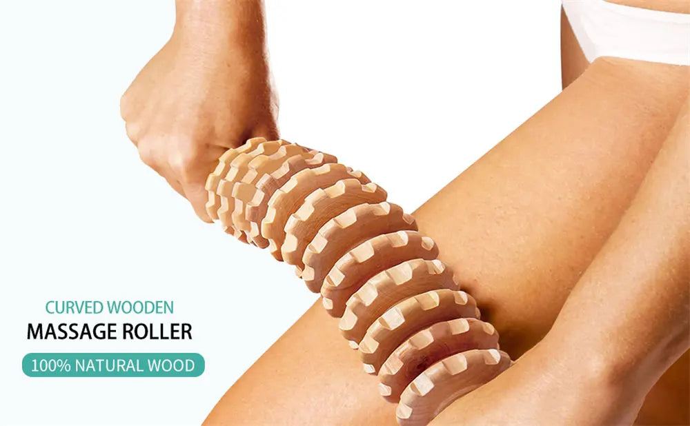 Natural Curved Wooden Massage Roller for Waist and Thigh, Multi-Functional Body Roller for Cellulite Reduction & Muscle Tension Beauty World Shop