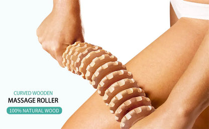 Natural Curved Wooden Massage Roller for Waist and Thigh, Multi-Functional Body Roller for Cellulite Reduction & Muscle Tension Beauty World Shop