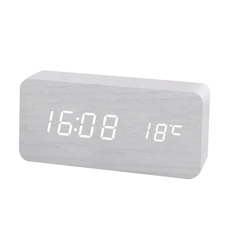 Wooden Digital Alarm Clock, LED Alarm Clock with Temperature Desk Clocks for Office,Bedside Clock Beauty World Shop